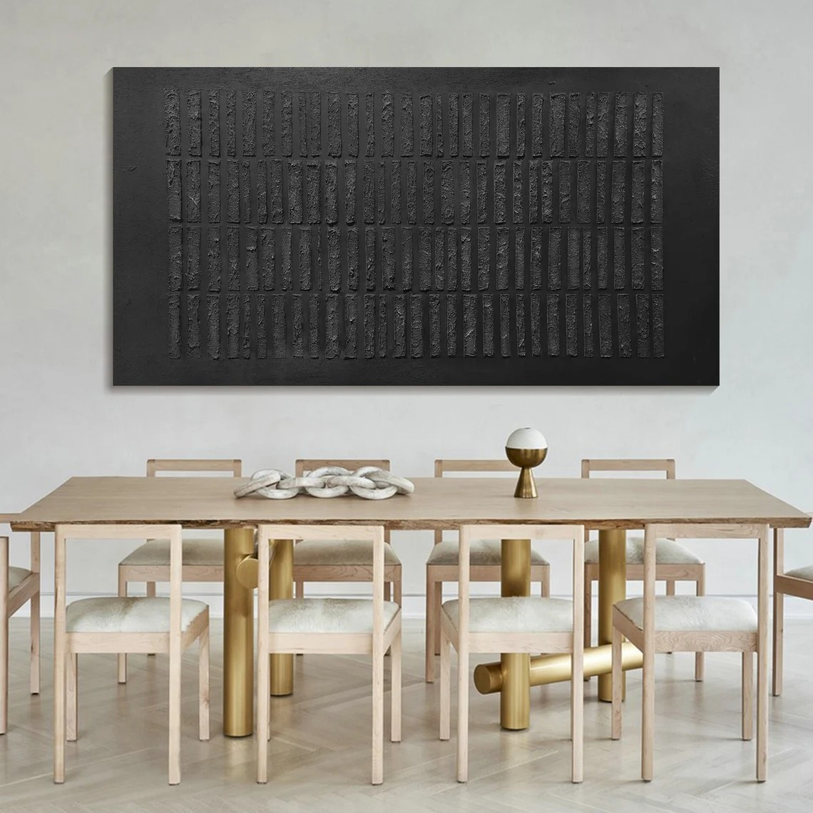 Large Modern Black Textured Wall Art #TC 084