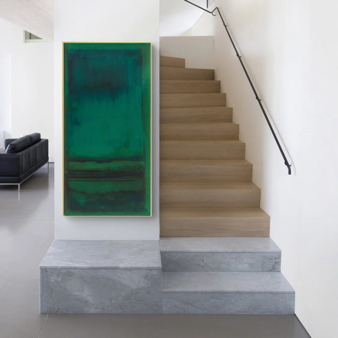 Abstract Green Teal Oil Painting Modern Wall Art #TC 082