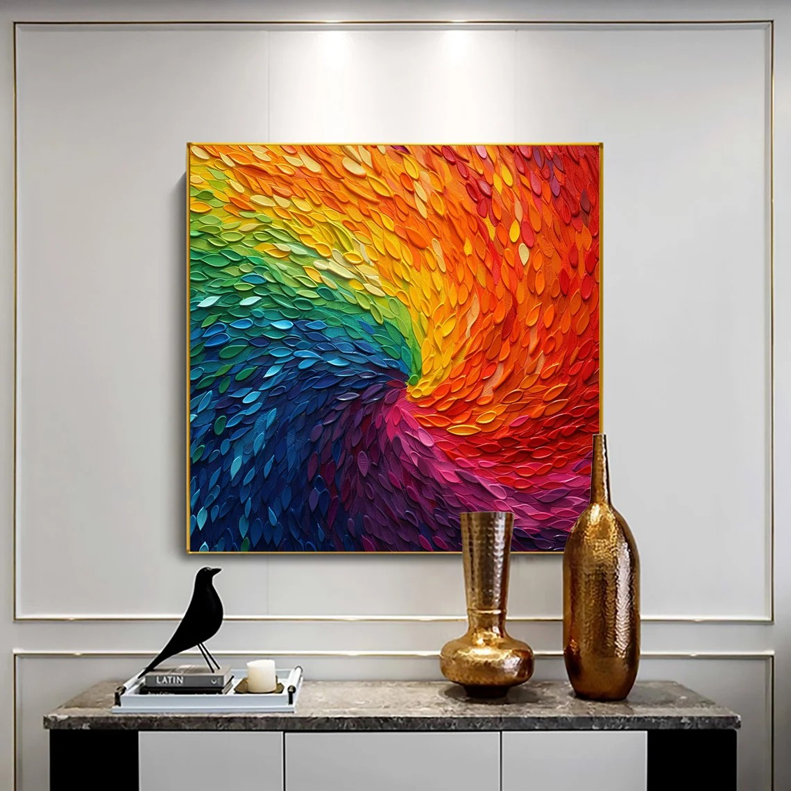 Energetic Rainbow Swirl Abstract - Textured Colorful Art