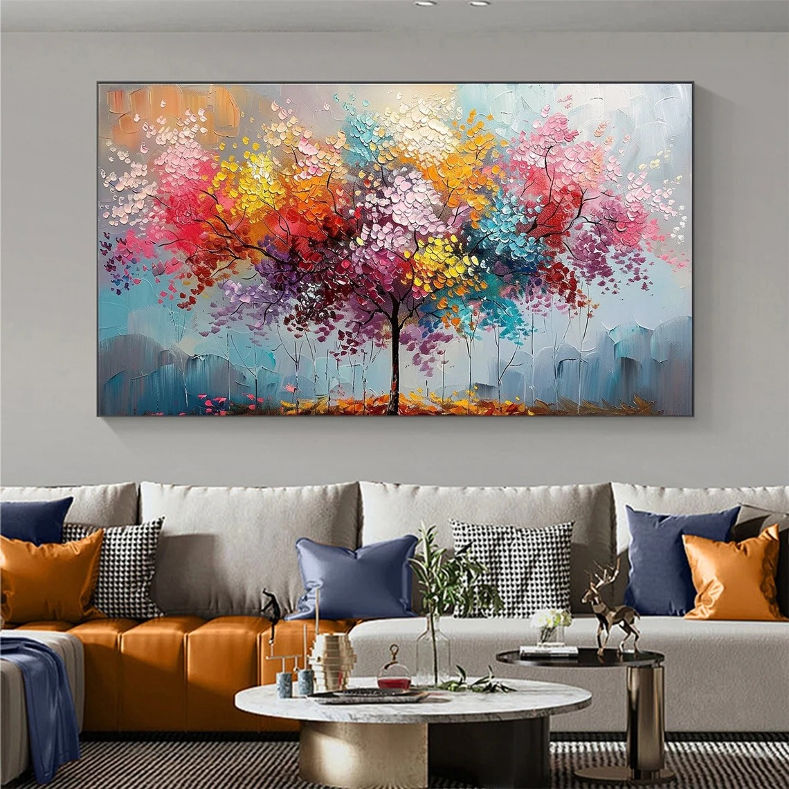 Textured Blossom Tree Abstract - Vibrant Colorful Floral