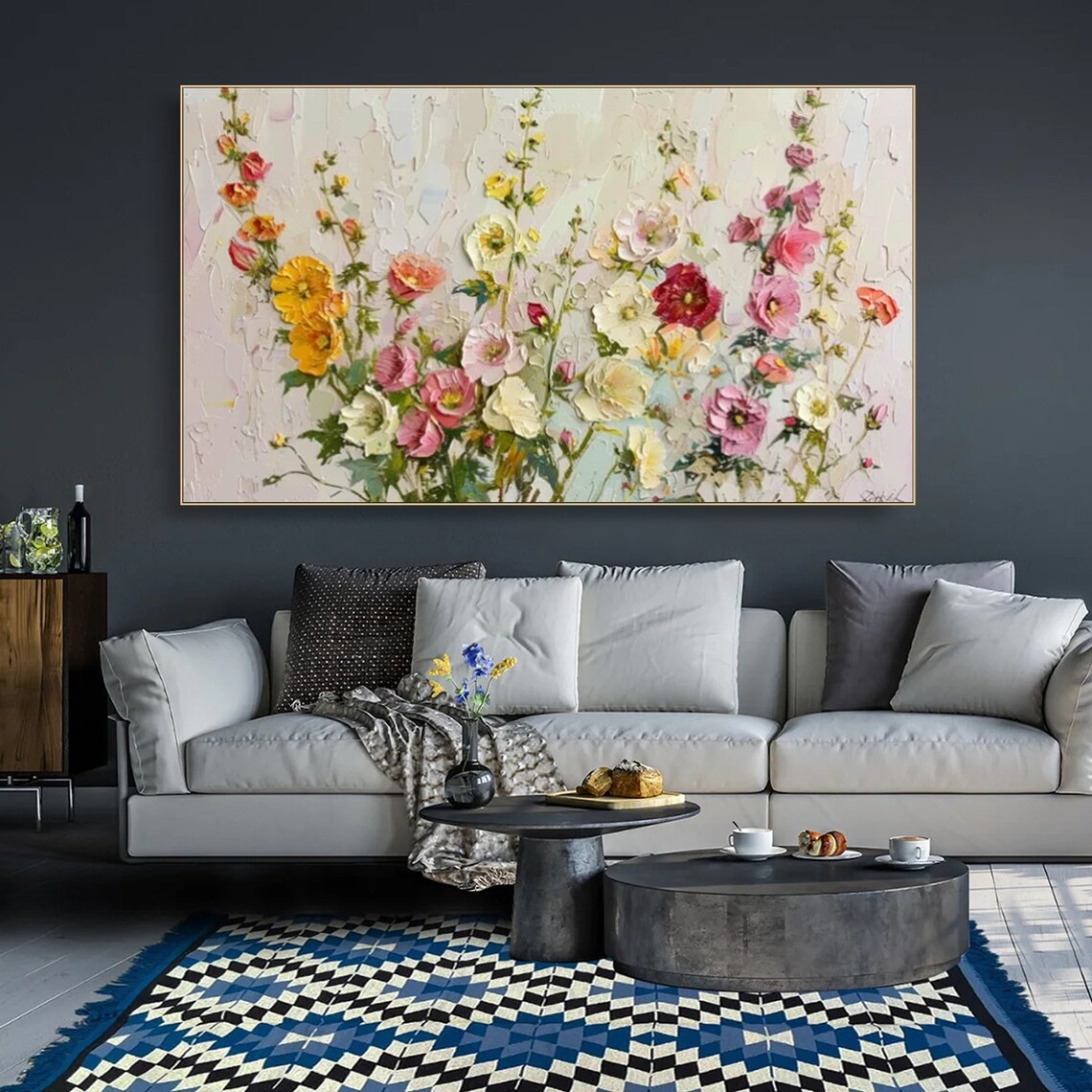 Colorful Textured Flower Painting - Handmade Floral Art #TC 093
