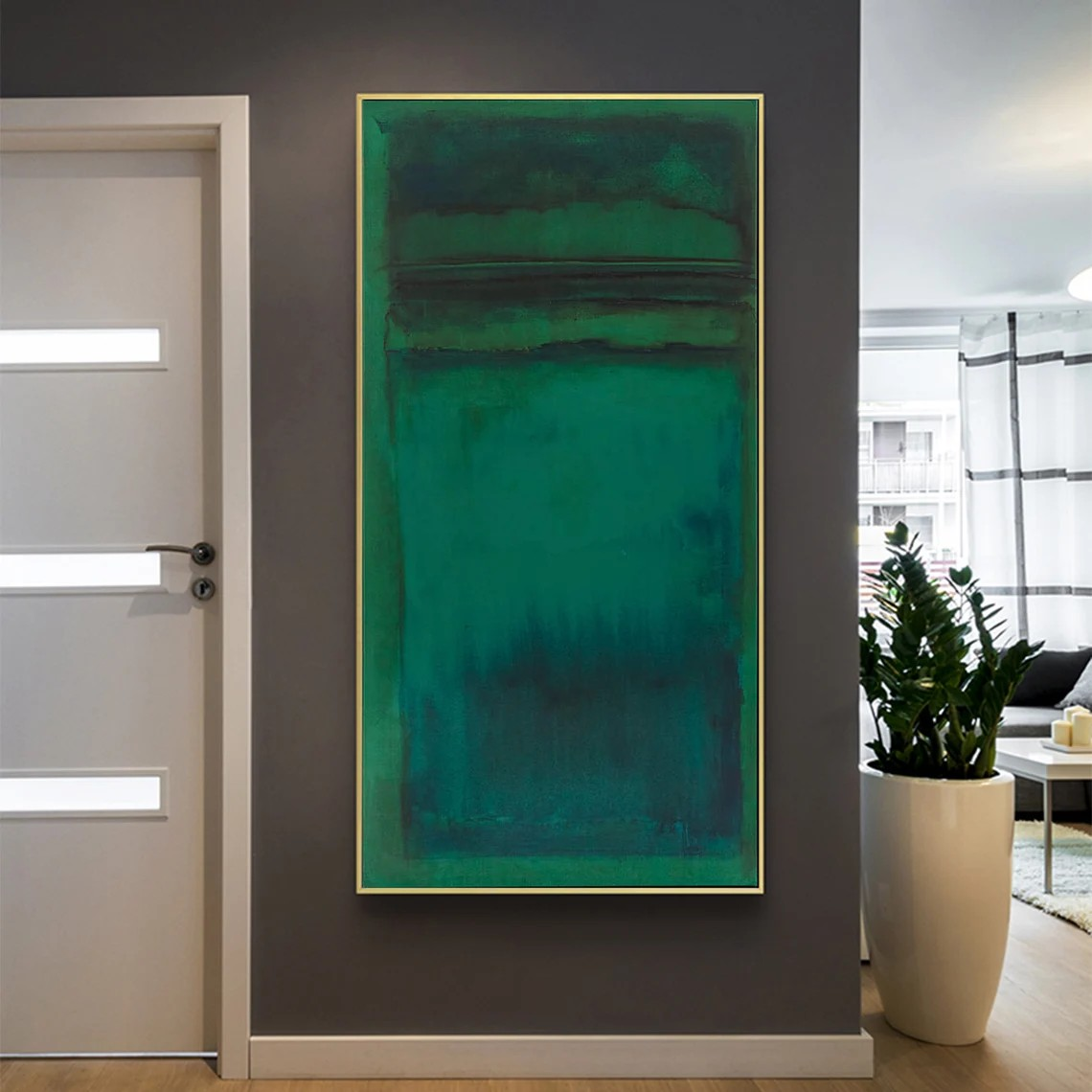 Abstract Green Teal Oil Painting Modern Wall Art #TC 082