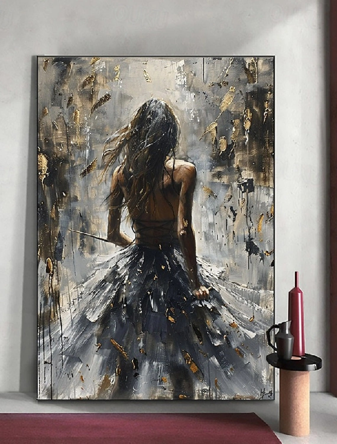 Figurative Abstract Art | Large Vertical Painting for Wall Decor #ZZ 186