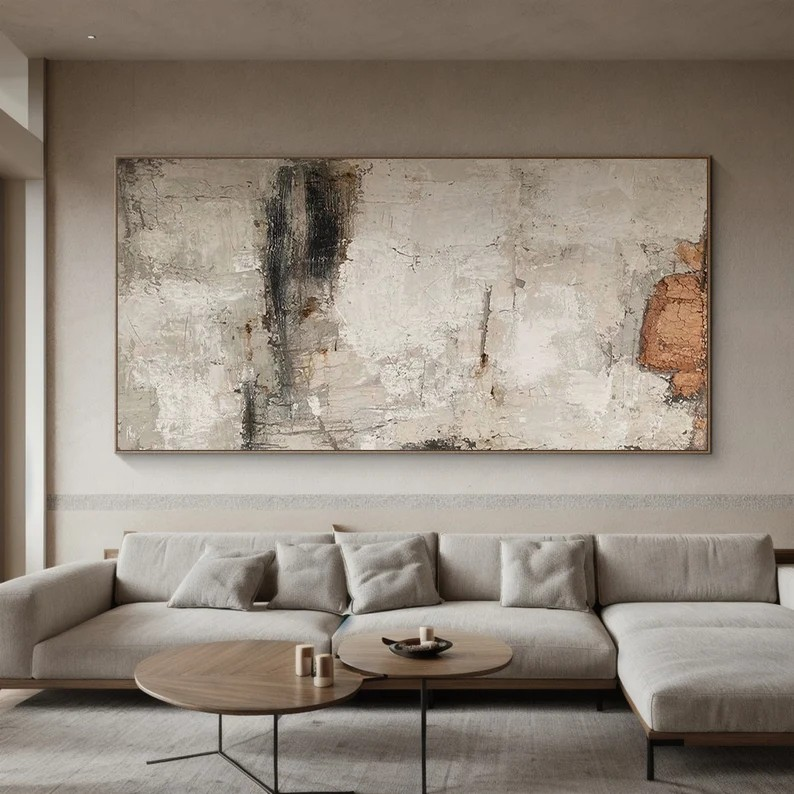 Large Textured Abstract Painting | Neutral Tones Wall Decor