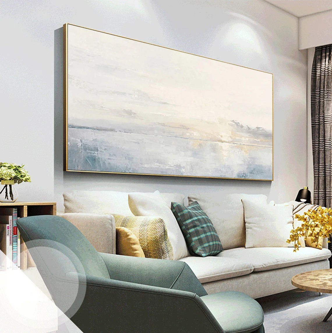 Pastel Coastal Oil Painting for Home Decor - Serene Wall Art #JJ 004