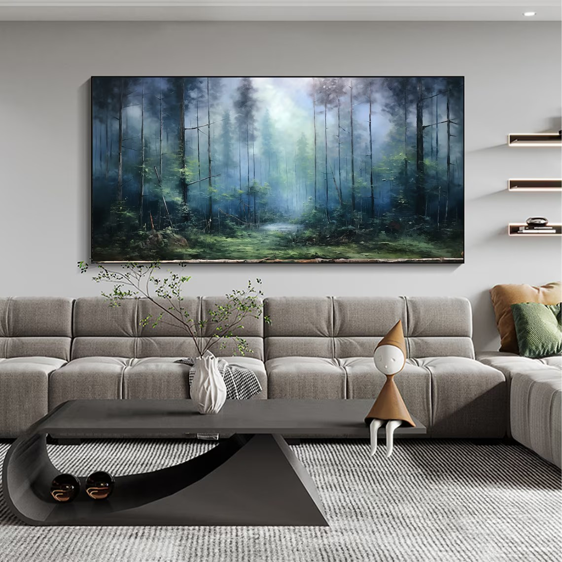 Panoramic Misty Forest Abstract Oil Painting - Long Wall Art #JJ 033