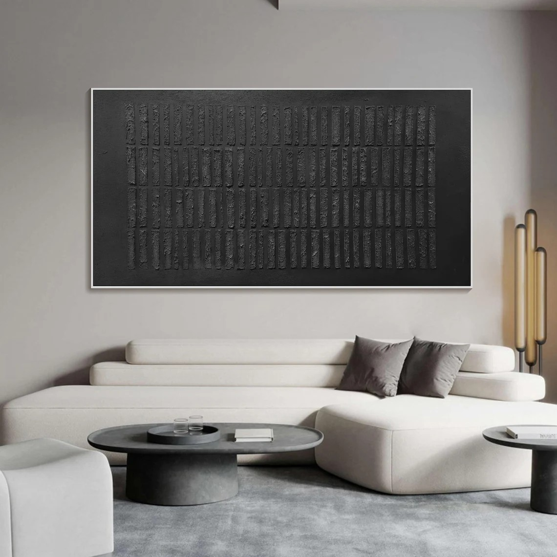 Large Black Abstract Textured wall painting