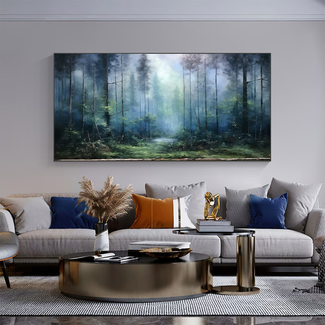 Calm Forest Abstract - Green & Blue Nature Landscape