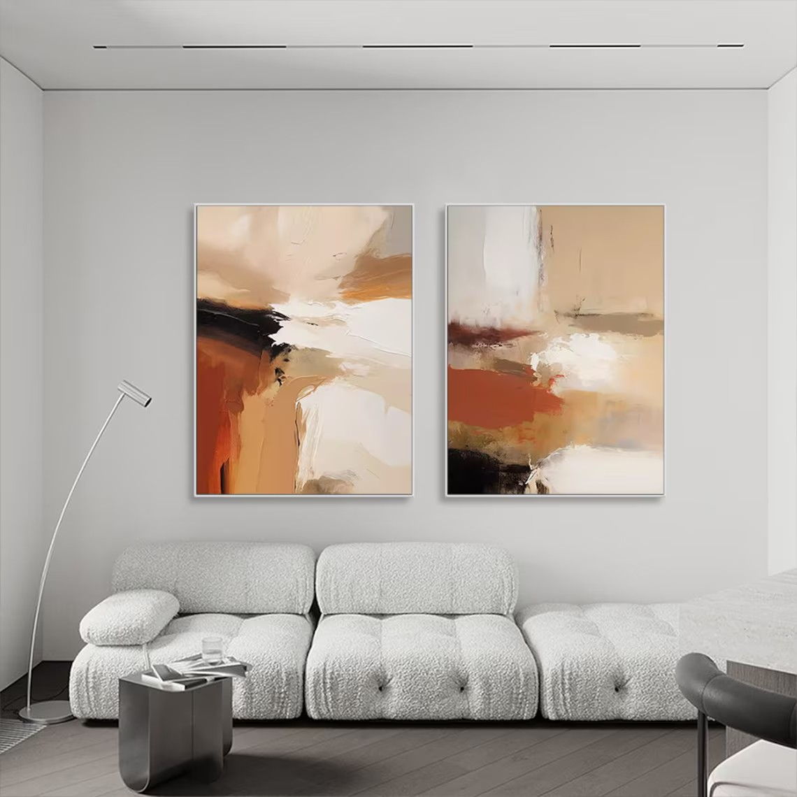 Warm Palette Abstract Paintings | Contemporary Art Set of 2 | #TC 077