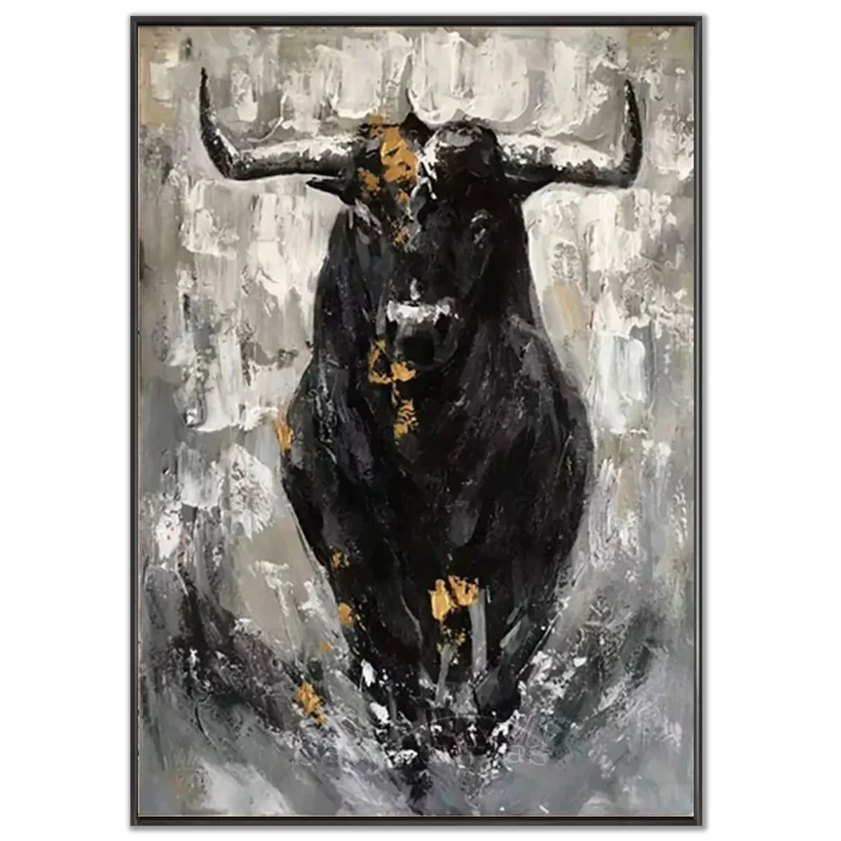 Abstract Bull Canvas Art: Powerful Animal Painting #ZZ 024