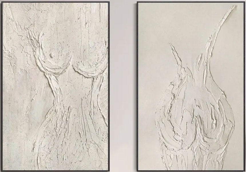 Textured Abstract Female Form Wall Art | 2 Piece Neutral Canvas Set #ZZ 204
