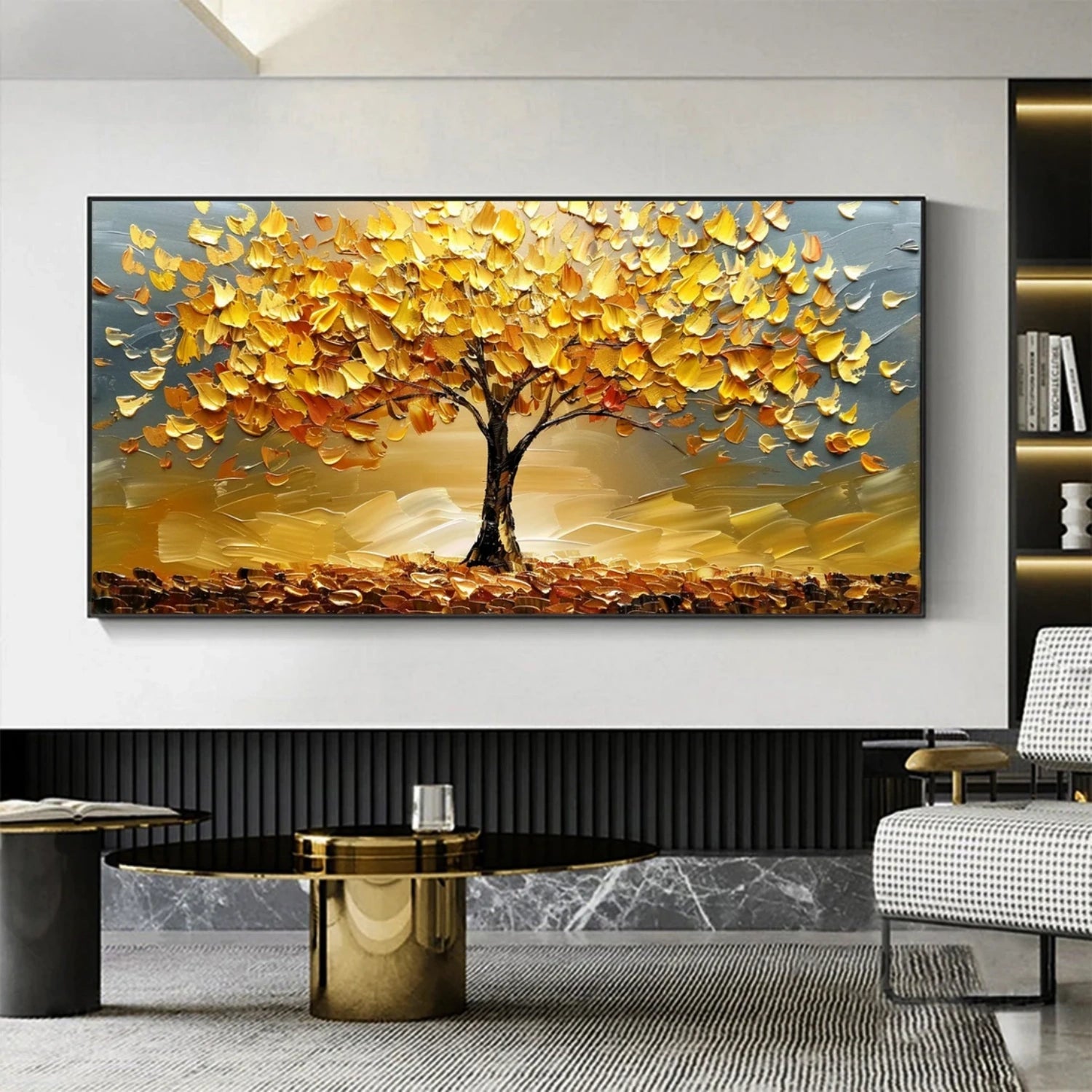 Large Impasto White Gold Flower Art | Modern Statement Piece - Savy Canvas