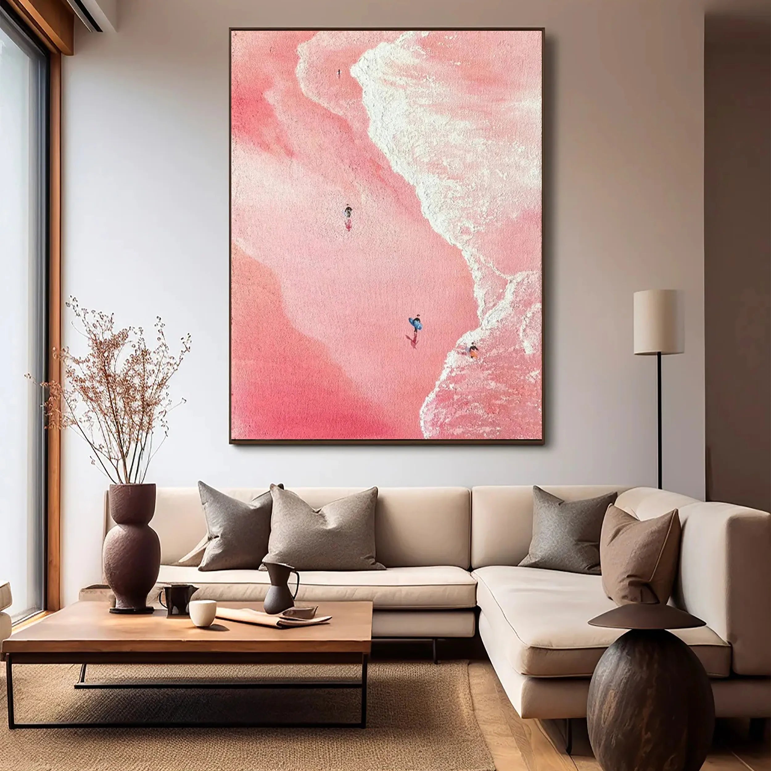 Pink Aerial Beach Abstract Art Interior Design