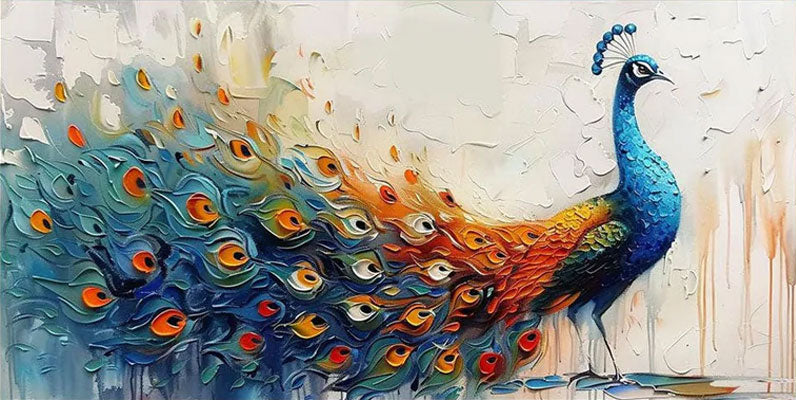 Abstract Style Peacock Wall Art with Rich Colors #TC 003