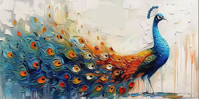 Abstract Style Peacock Wall Art with Rich Colors #TC 003