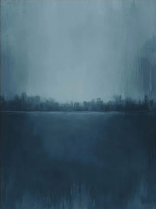 Minimalist Blue Abstract Oil Painting for Contemporary Interior Design  #TC 018