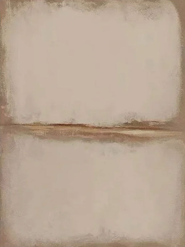 Large Abstract Beige Oil Painting with Horizon Line for Minimalist Decor #TC 019