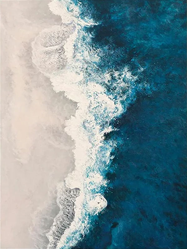 3D Vibrant Blue & White Ocean - Modern Seascape Art #JJ 019