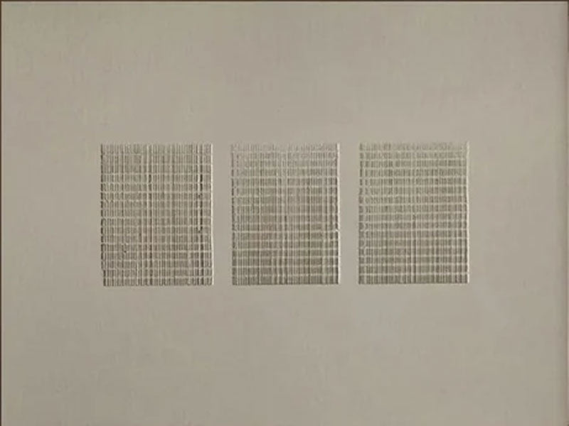Modern Beige Abstract Oil Painting with Textured Grid for Wall Art #TC 020