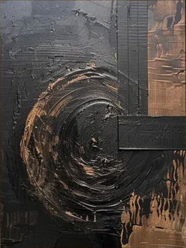 Modern 3D Effect Abstract Oil Painting | Black Theme Large Living Room Decor Artk  #TC 024