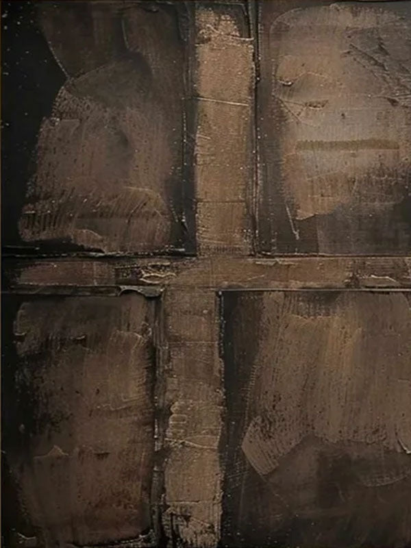Earth Tone Textured Abstract Oil Painting | Modern Minimalist Cross Texture Artwork  #TC 025