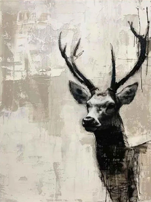 Large Abstract Deer Canvas: Modern Wildlife Art #ZZ 031