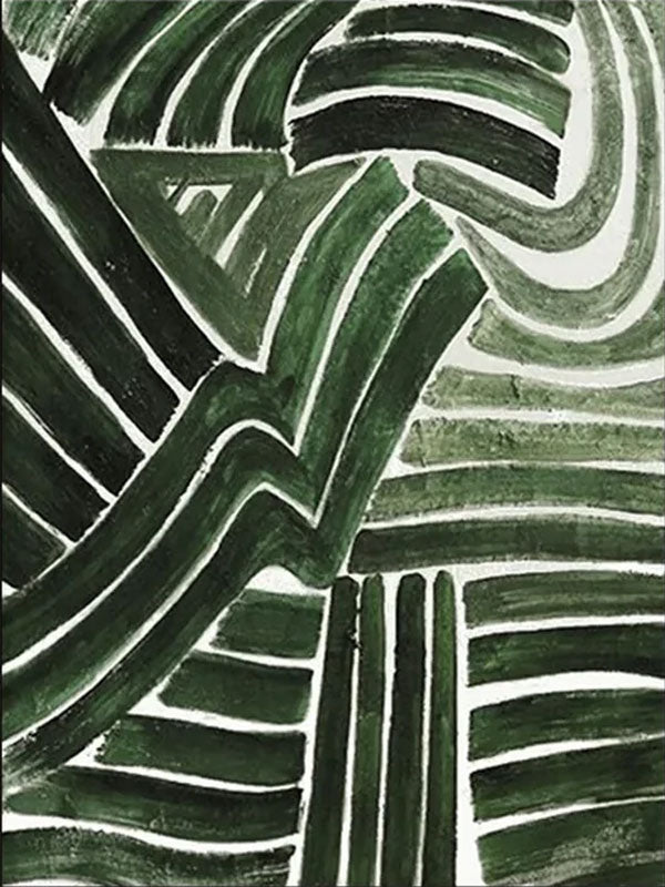 Handmade Green Abstract Art with Dynamic Brushstrokes Wall Decor #TC 032