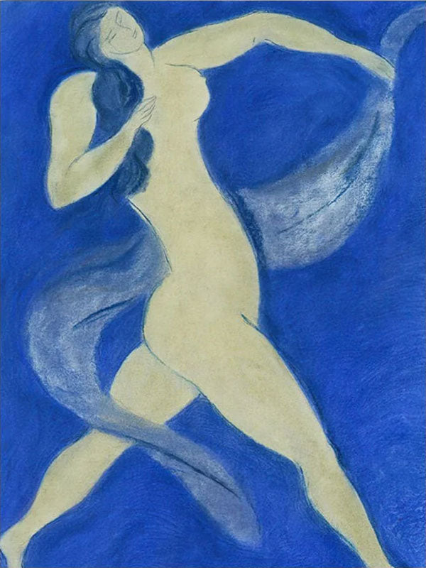 Vivid Blue Abstract Dancer Art, Modern Minimalist #TB 077