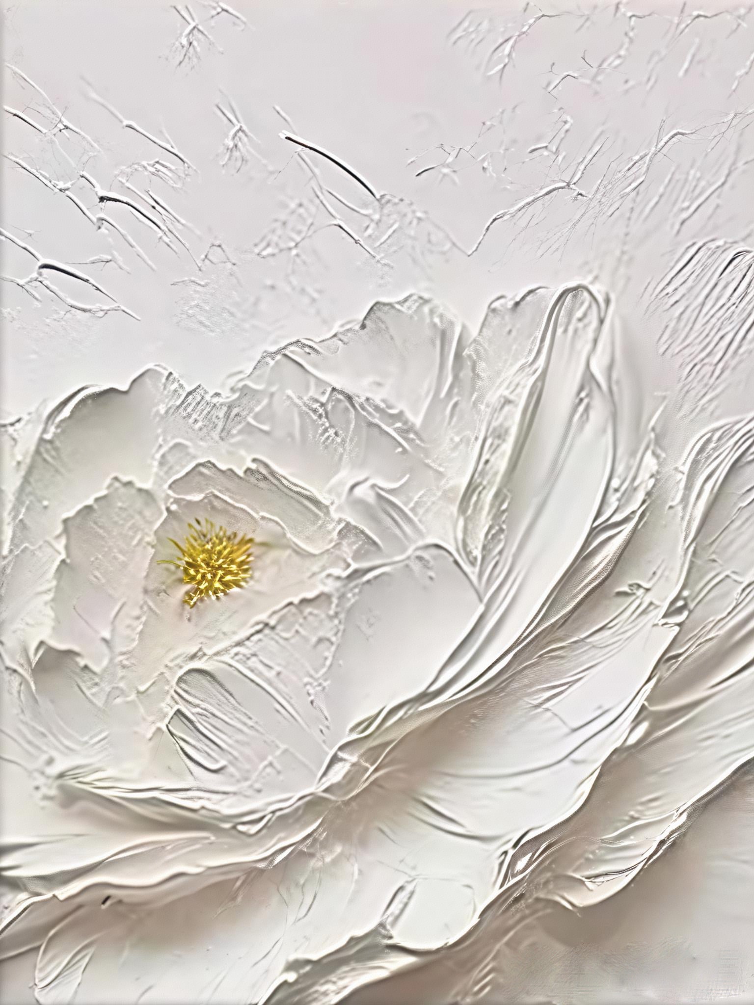 Textured White Flower Painting | Impasto Floral Wall Art  #TC 078