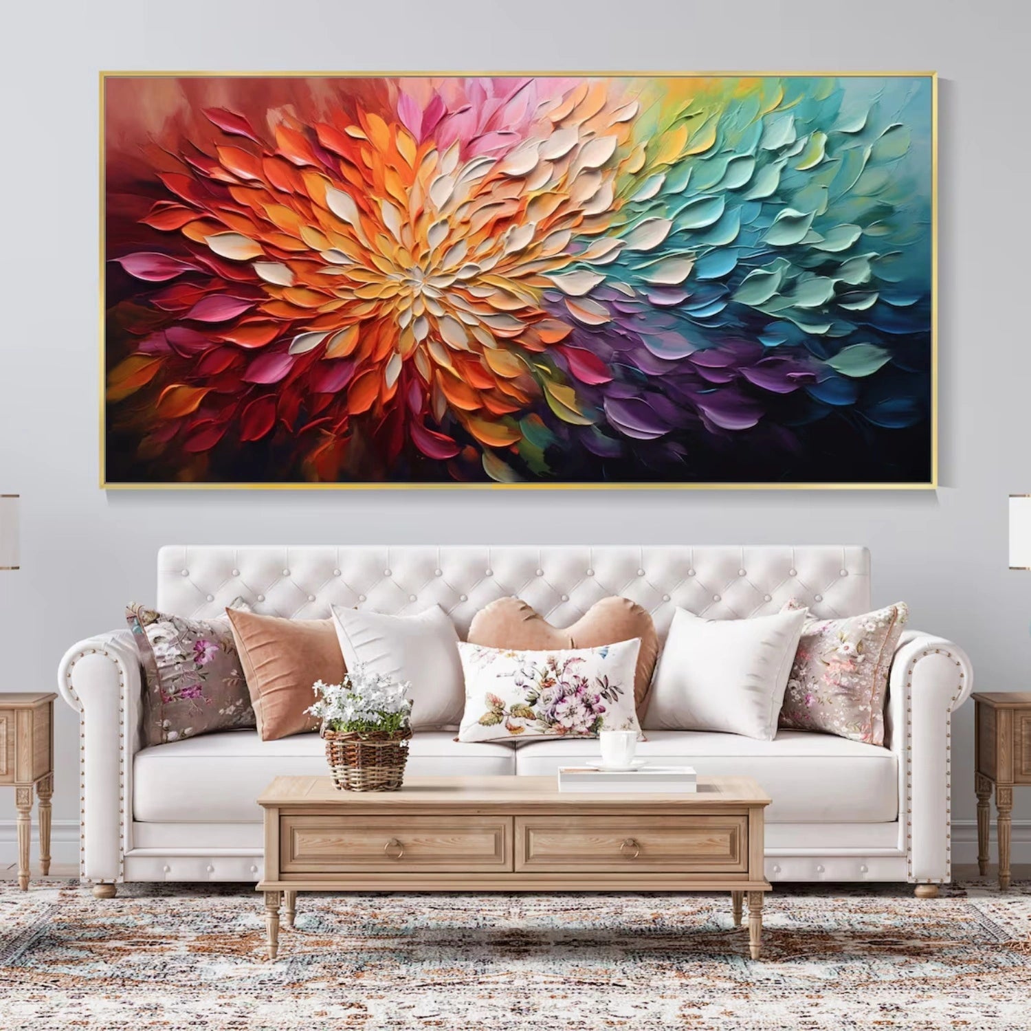 Hand - Crafted Oil Art: A Floral Symphony in Vibrant Hues