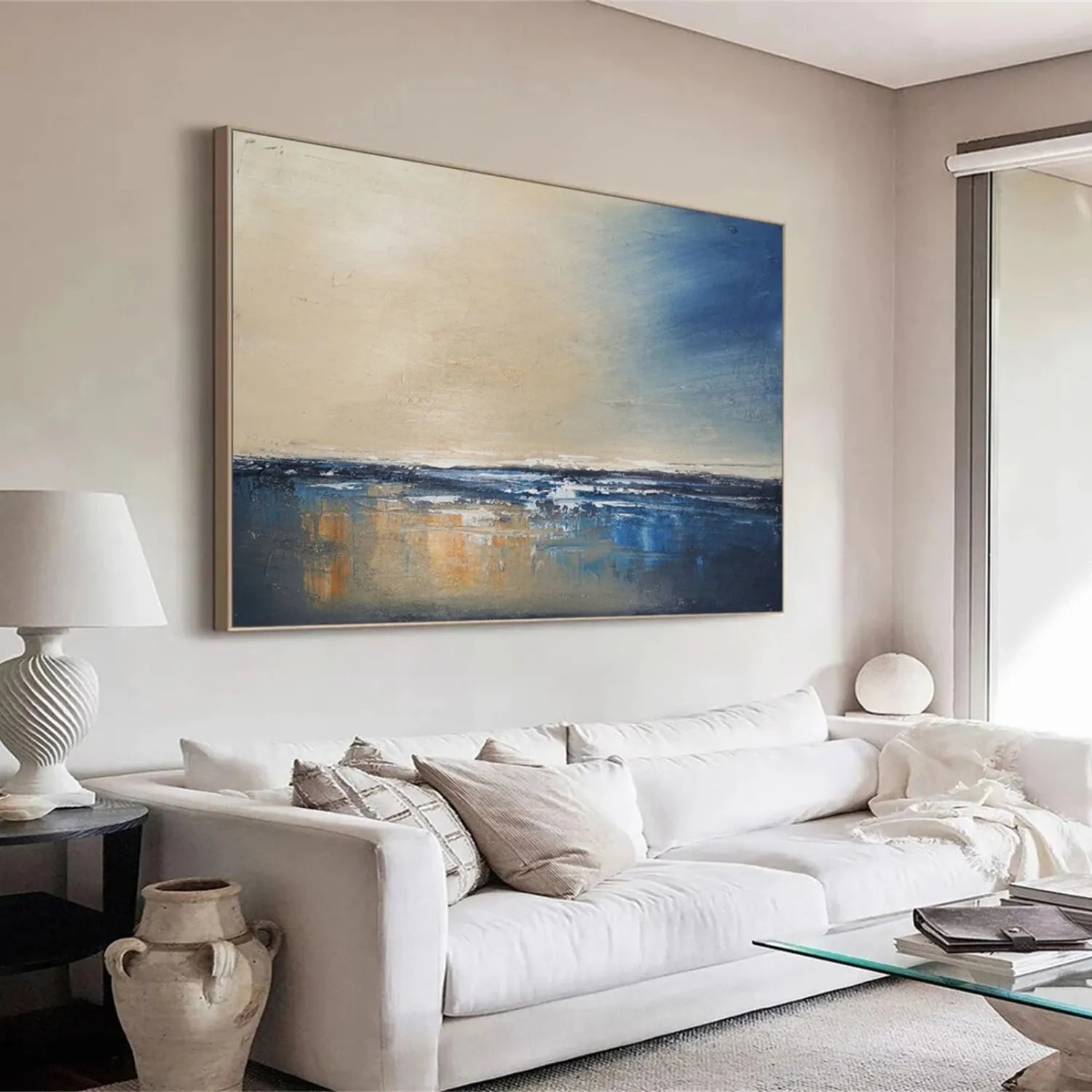 Twilight Horizon – Abstract Ocean Painting Wall Decor #JJ 258