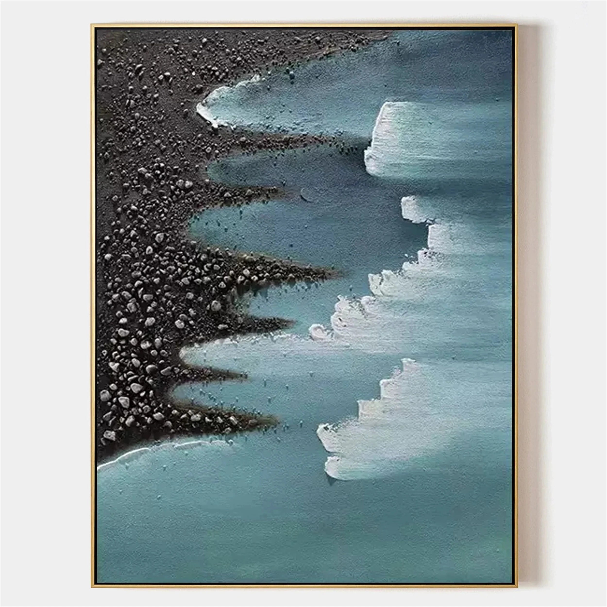 Hand-Painted Ocean Wave Wall Art | Textured Coastal Painting # JJ 149
