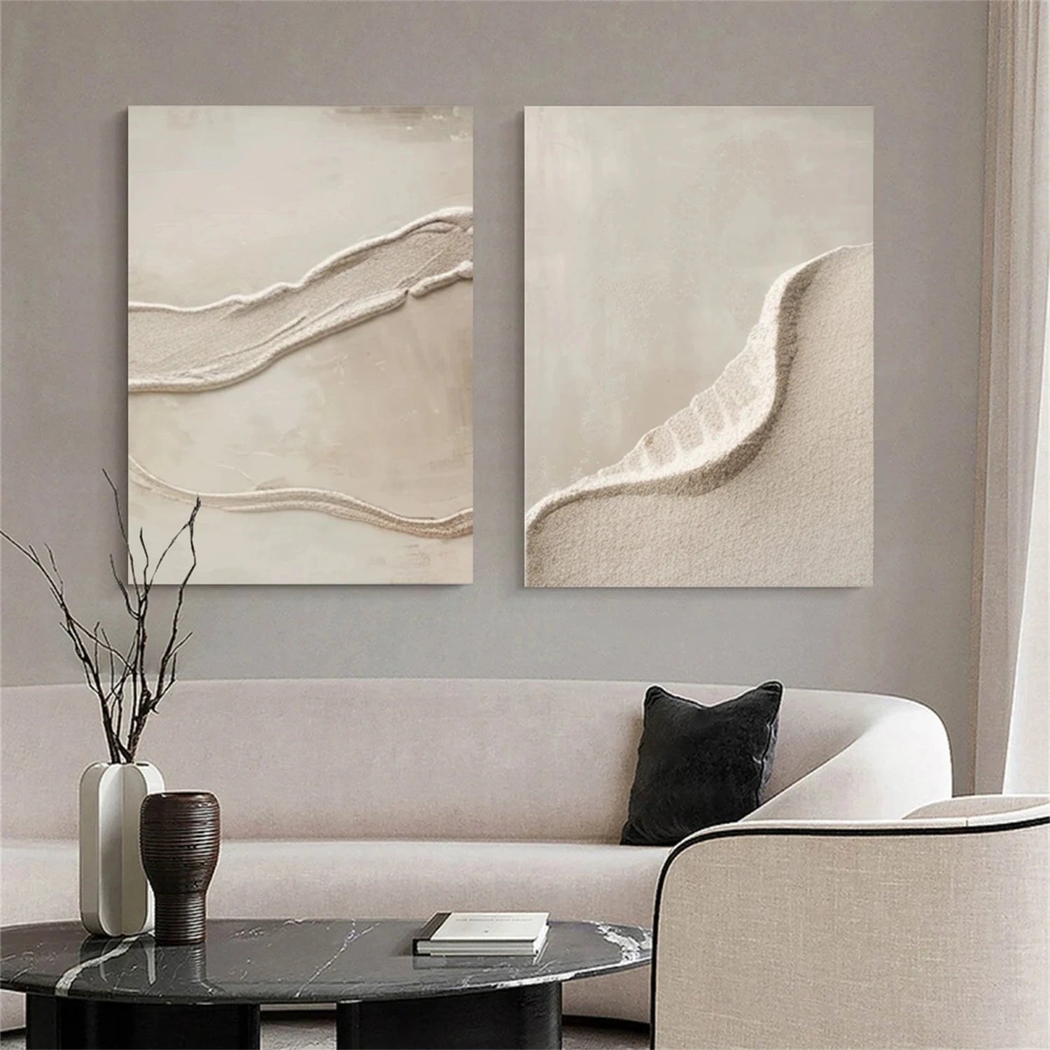 Serene Beige & White Art - Textured Abstract Wall Decor #JJ 195