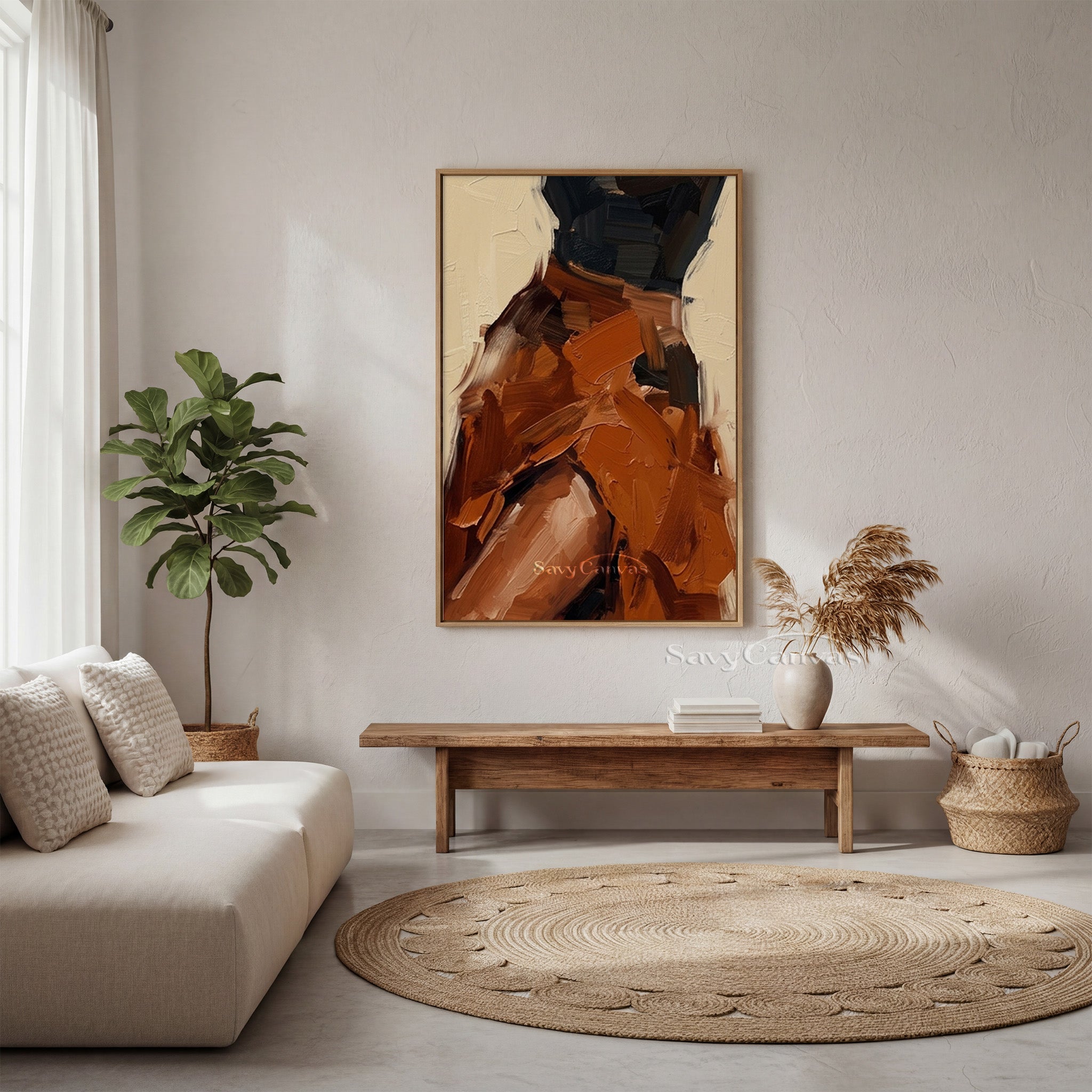 Modern Abstract Earth Tone Impasto Oil Painting for Living Room #SS 141