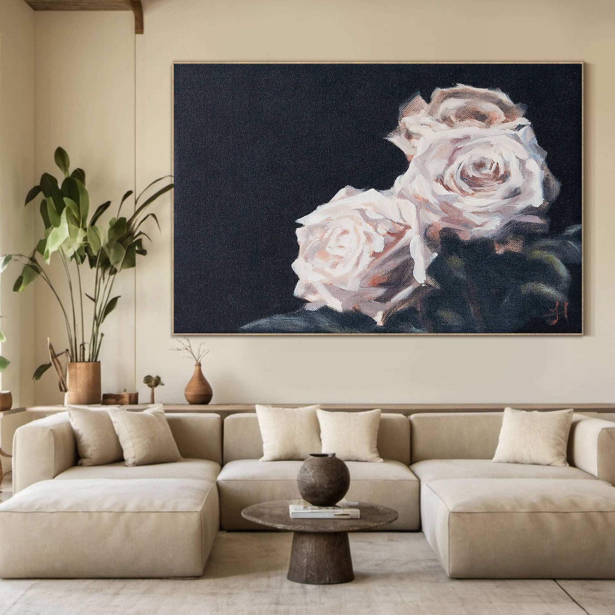 Rose Wall Art - Hand Painted Large Oil Painting #TC 141