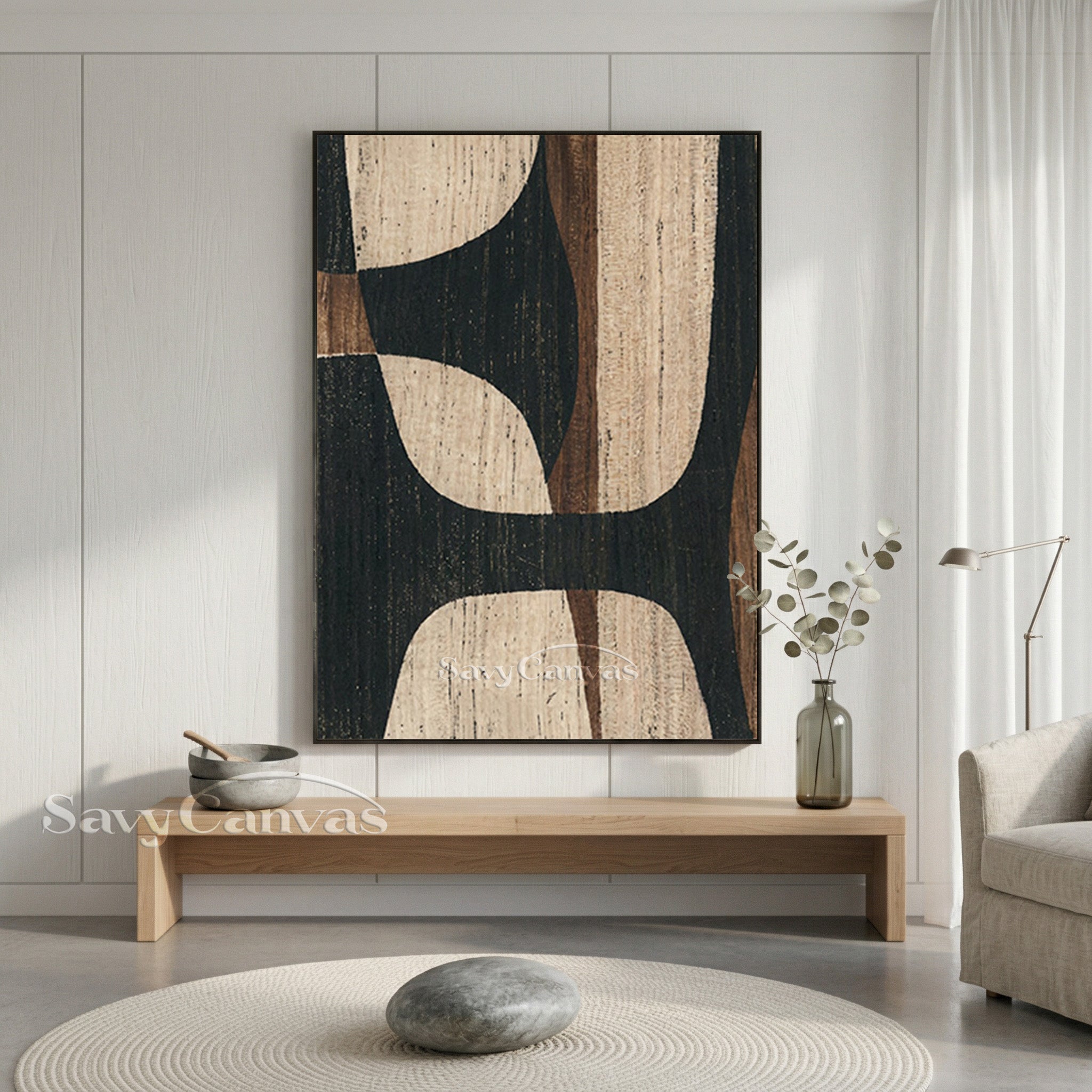 Modern Wood Grain Abstract Oil Painting | Earth Tone Wall Art #SS 010