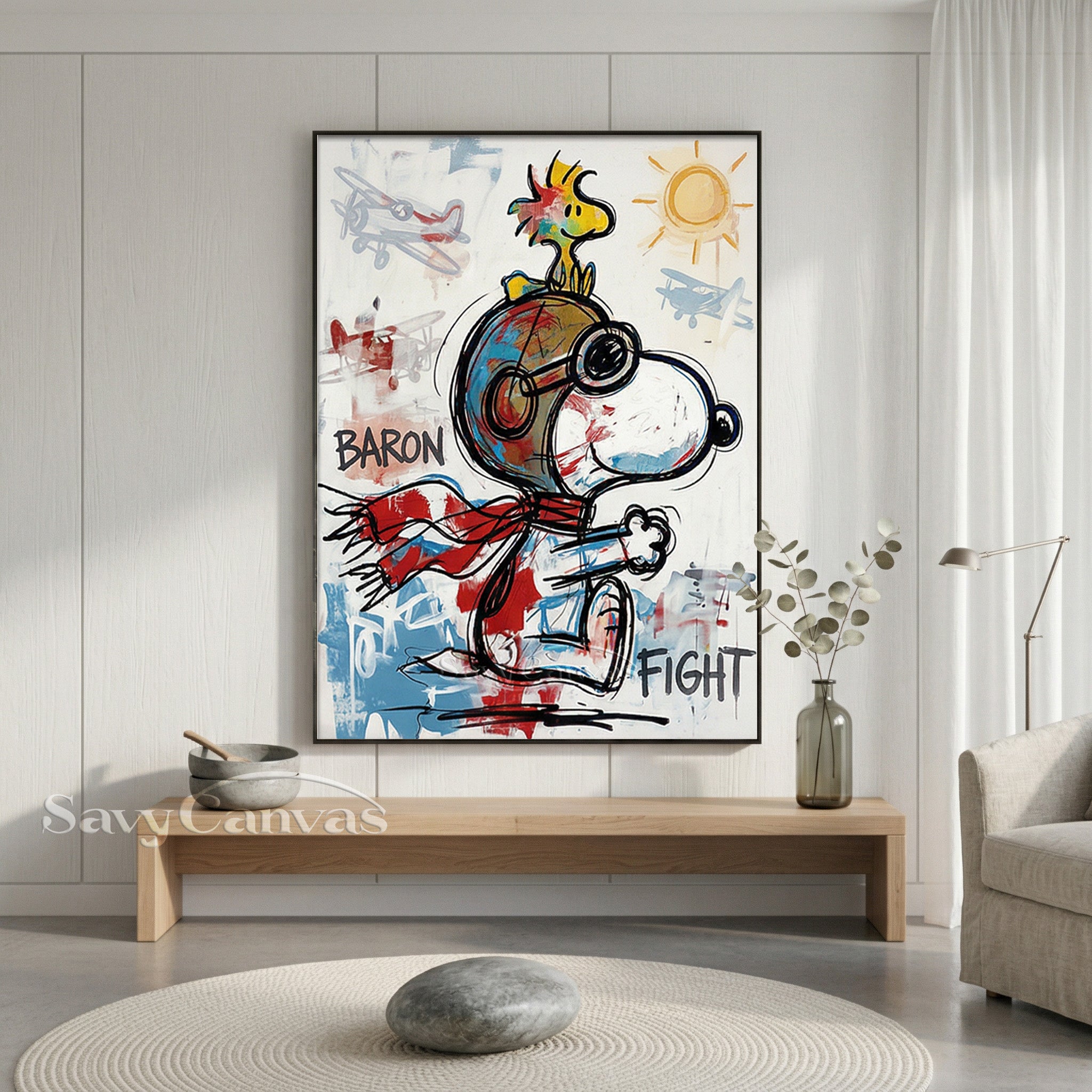 Snoopy Flying Ace Graffiti Oil Painting | Street Art Wall Decor #SS 067