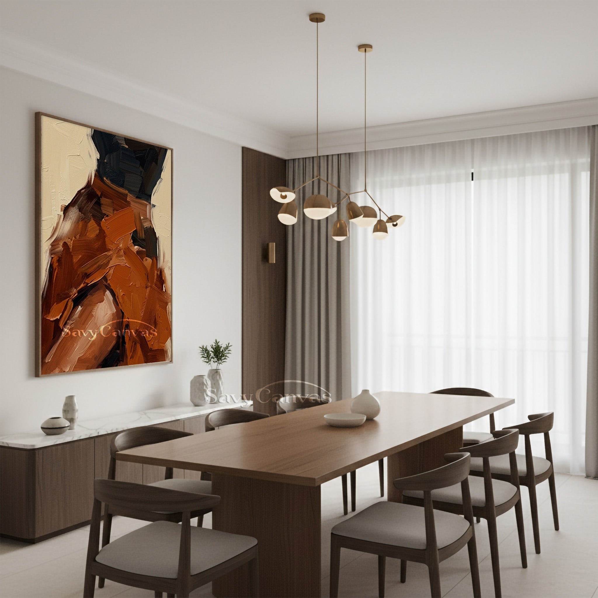Modern Abstract Earth Tone Impasto Oil Painting for Living Room #SS 141