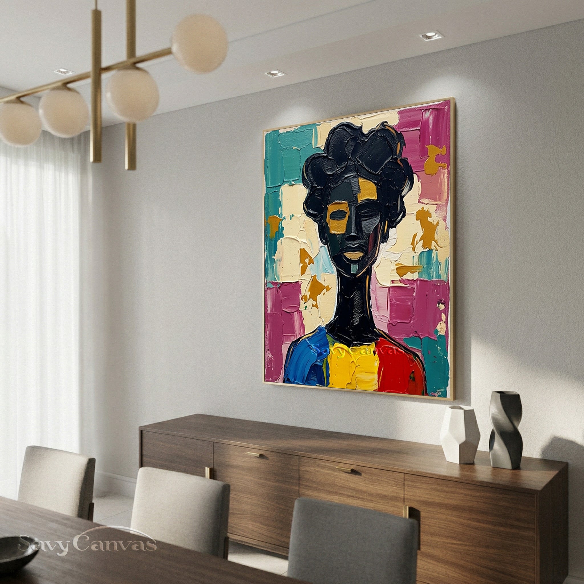 Textured Abstract Portrait | Palette Knife African Art #AA 513