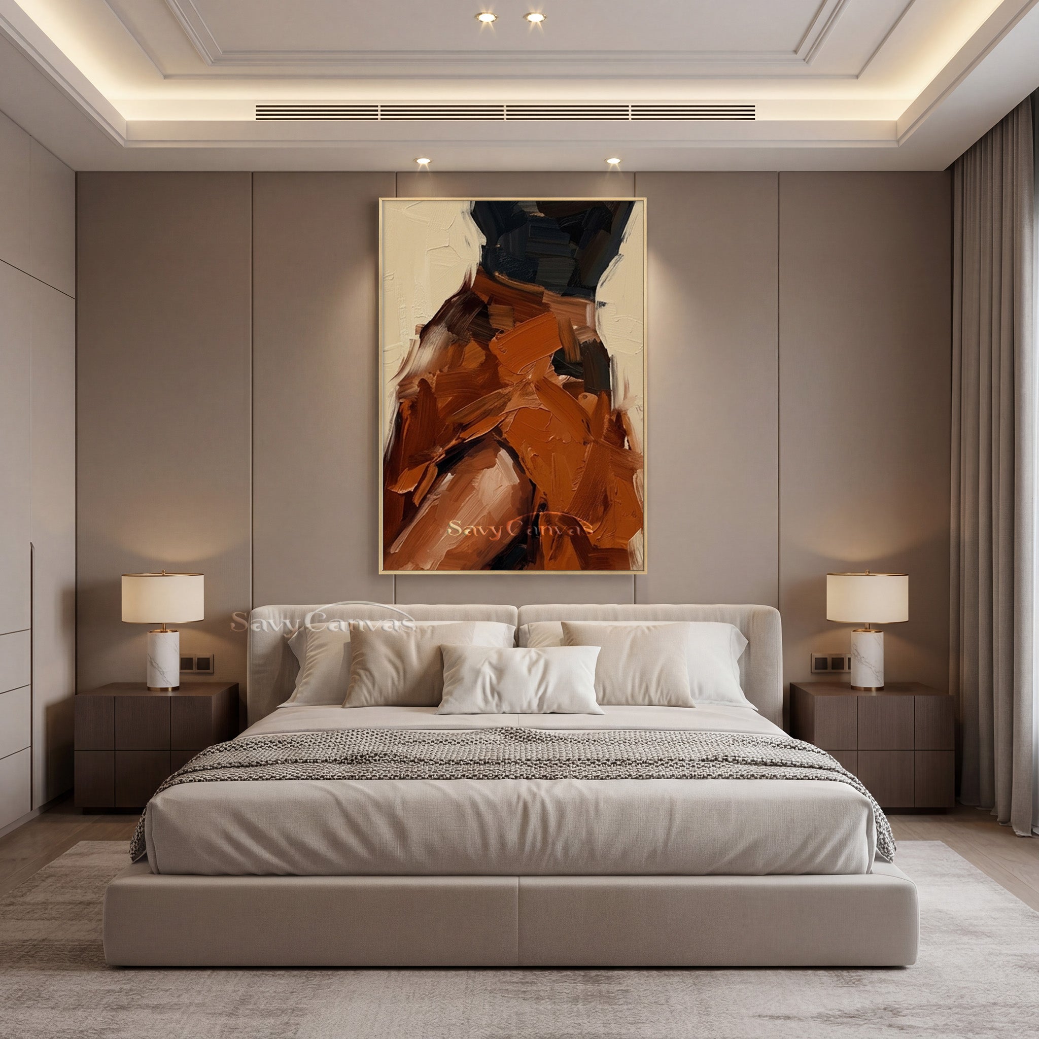 Modern Abstract Earth Tone Impasto Oil Painting for Living Room #SS 141