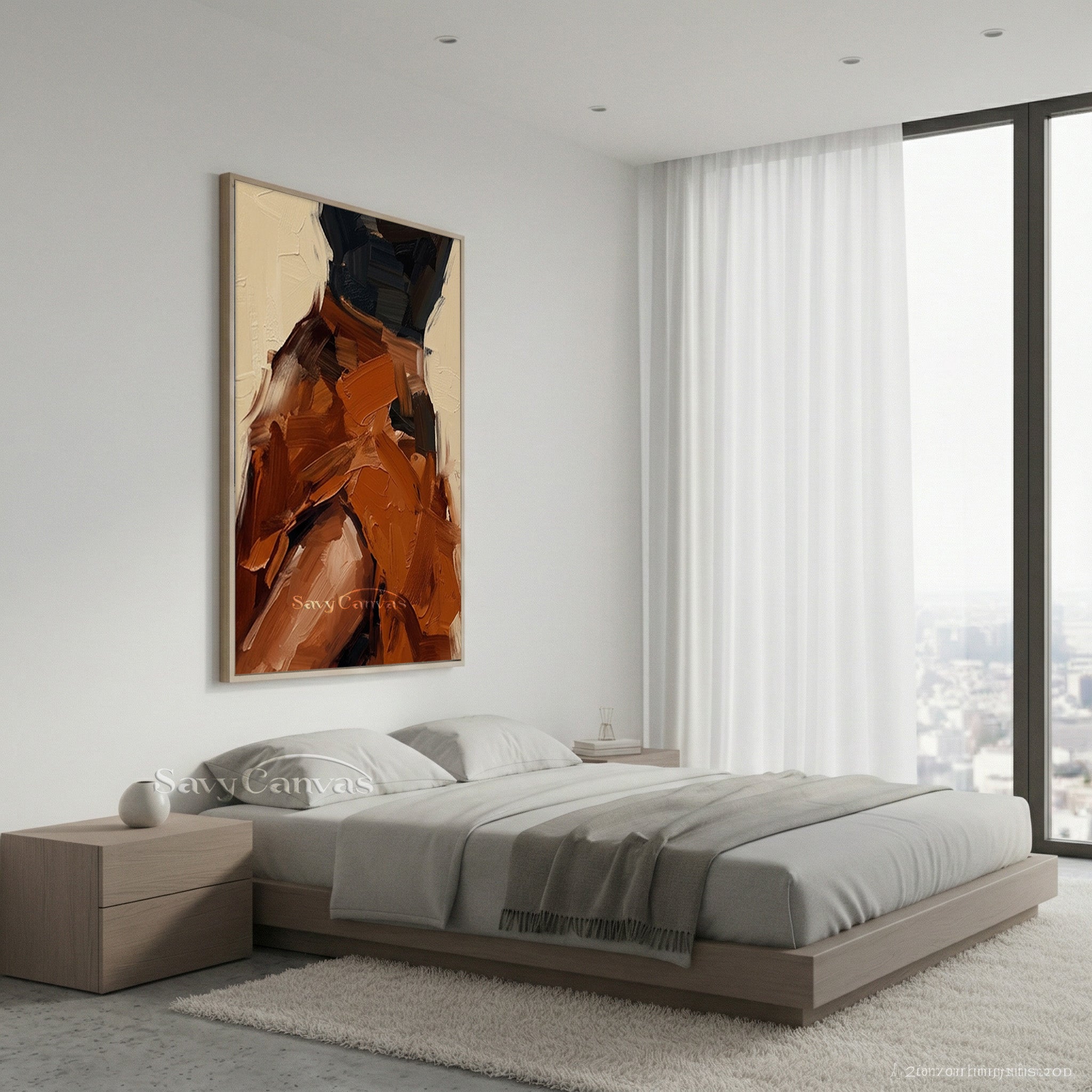 Modern Abstract Earth Tone Impasto Oil Painting for Living Room #SS 141