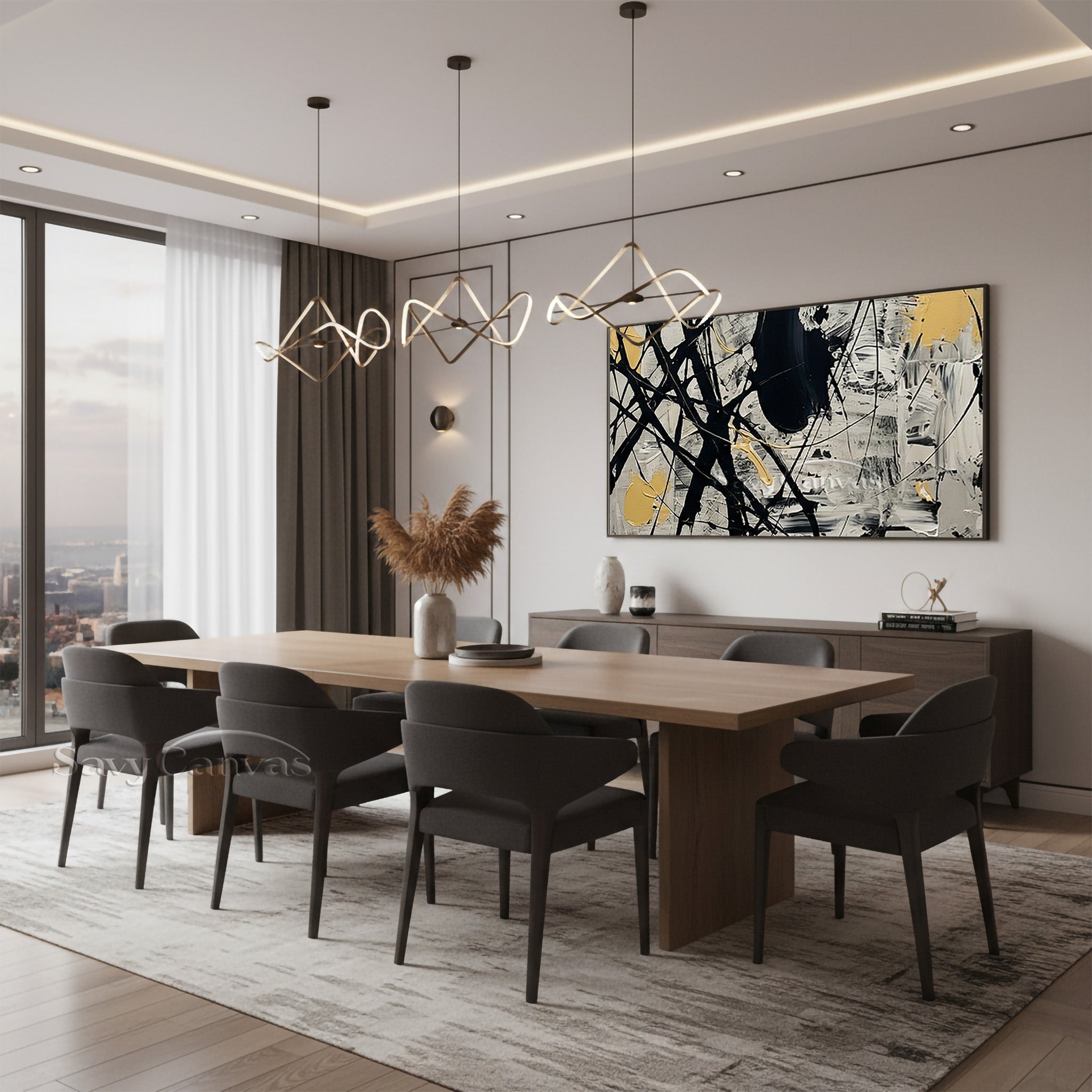 Contemporary Yellow & White Splatter Art | Hand-Painted Canvas Decor #JJ 466