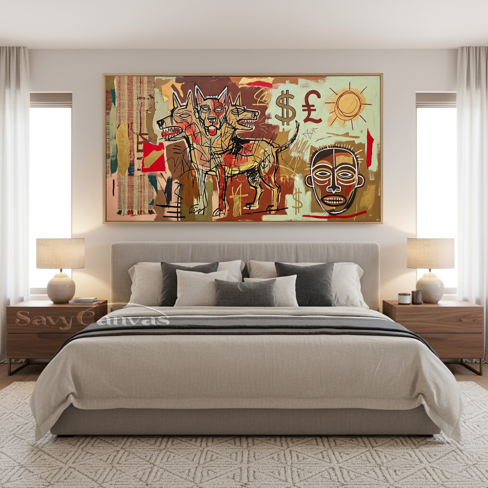 Basquiat Style Cerberus Oil Painting - Neo-Expressionist Wall Art #SS 044