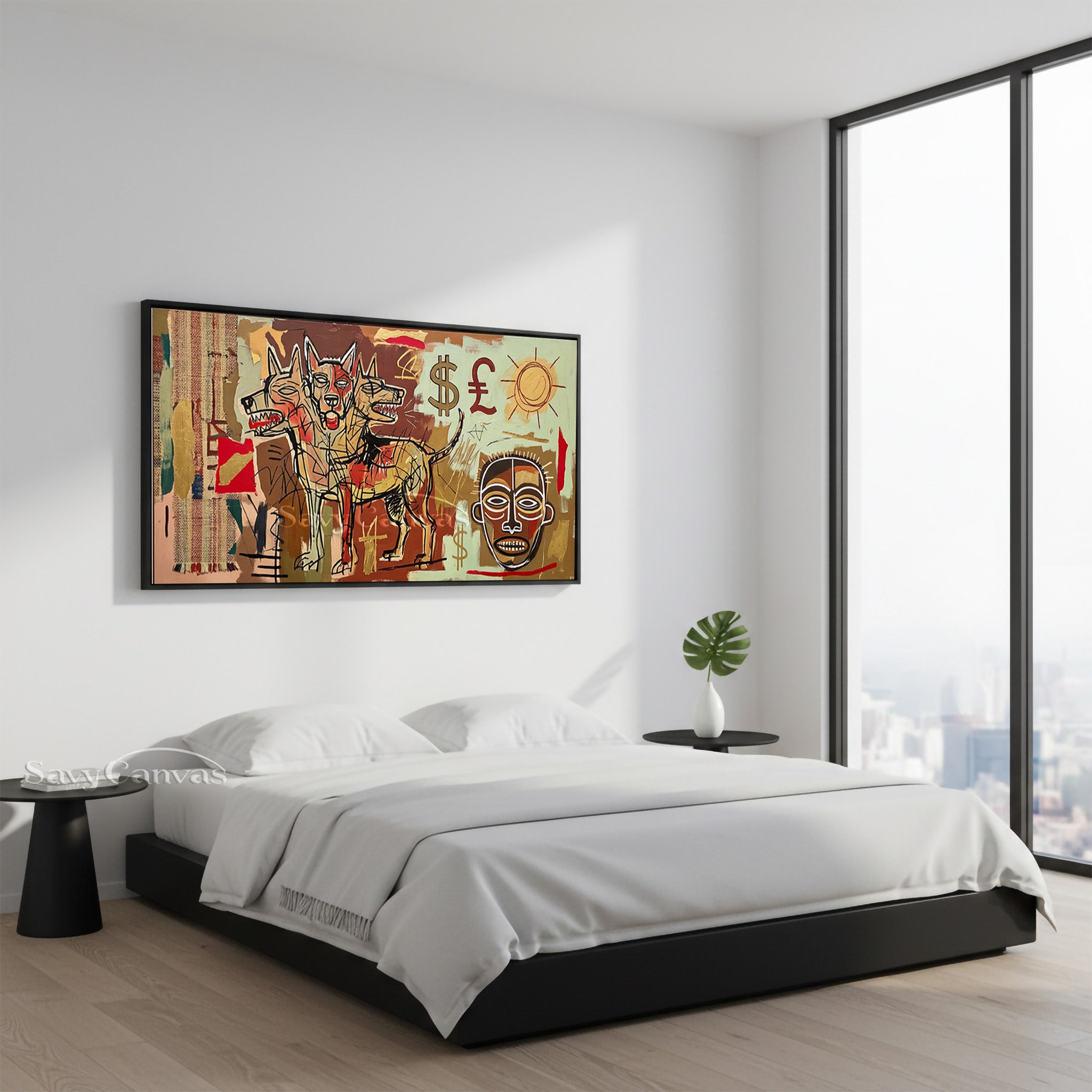 Basquiat Style Cerberus Oil Painting - Neo-Expressionist Wall Art #SS 044