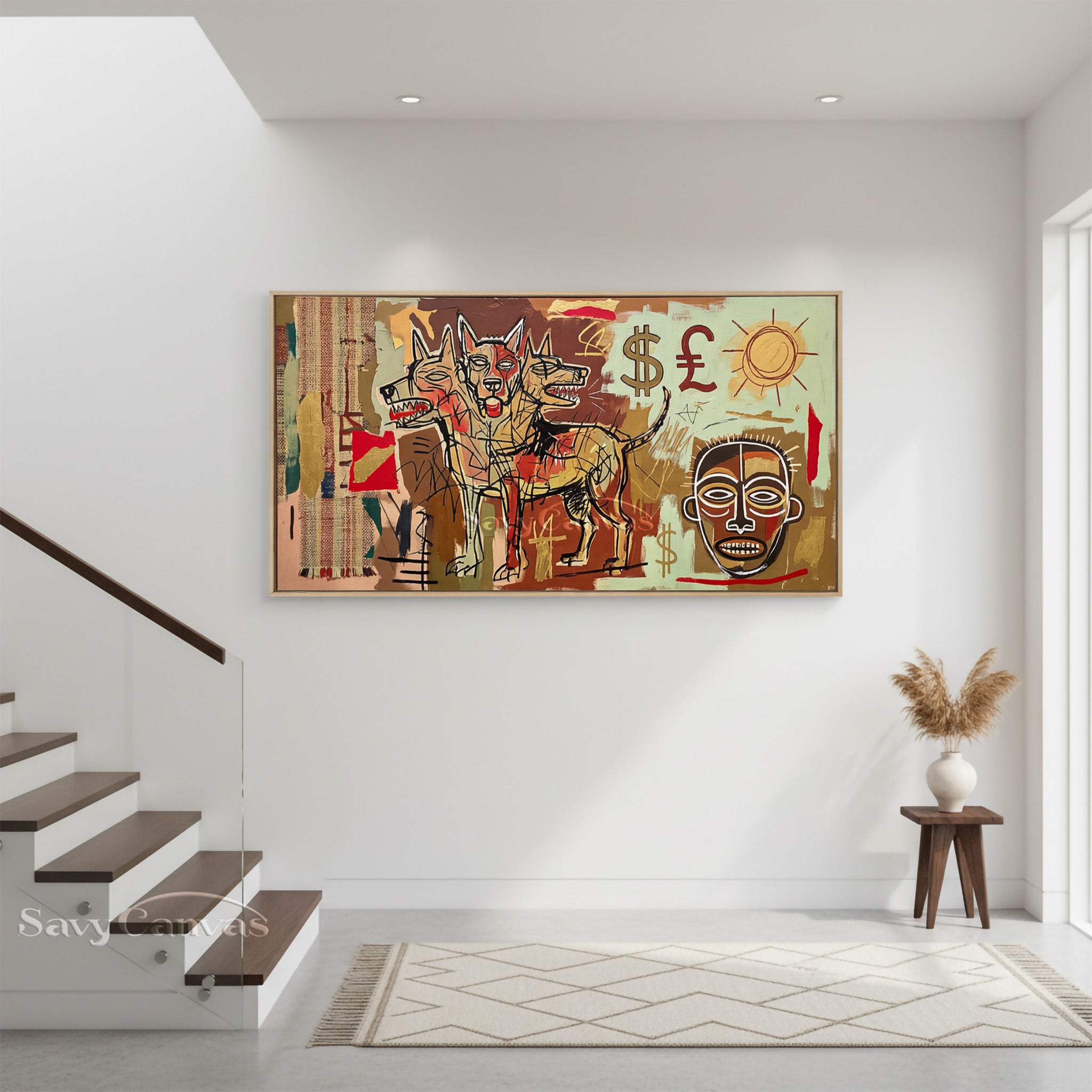 Basquiat Style Cerberus Oil Painting - Neo-Expressionist Wall Art #SS 044