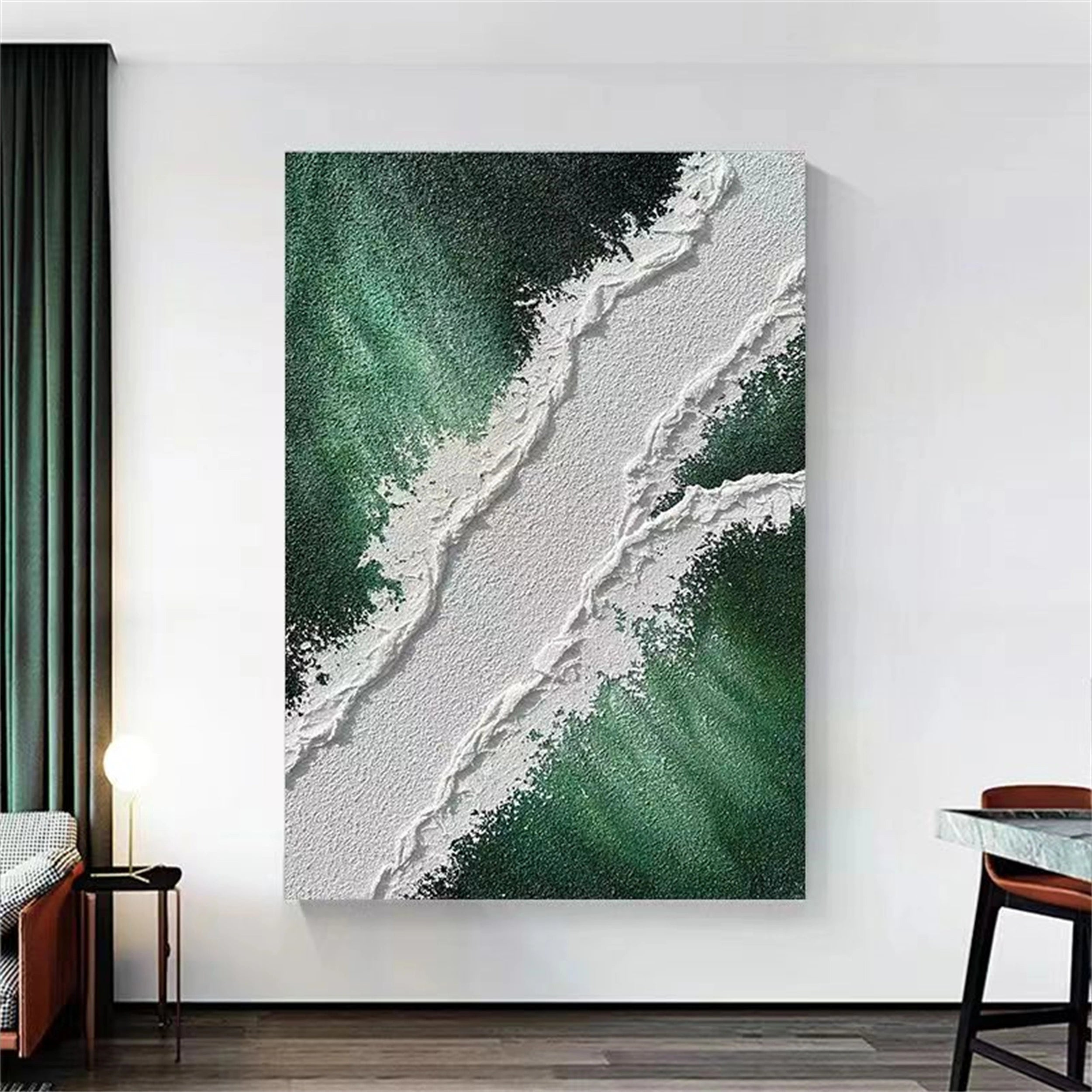 Geode-Inspired Abstract Painting | Gradient Green Wall Decor for Office & Living Room # JJ 148