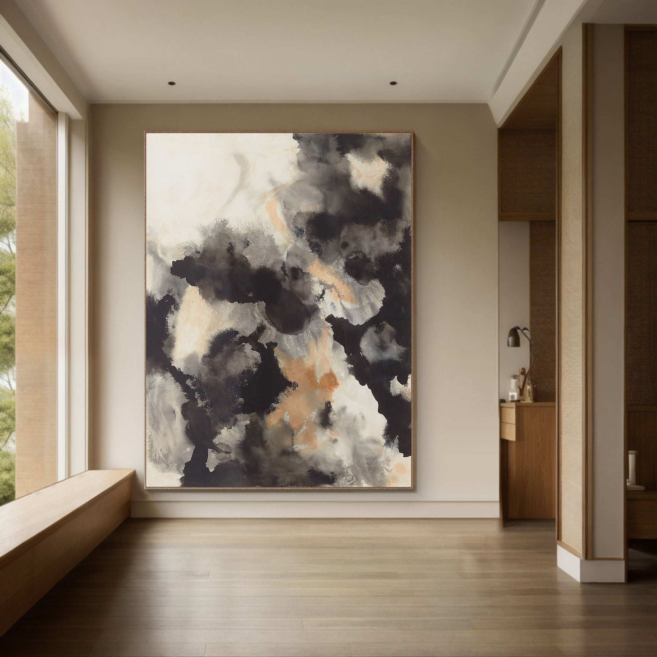 Fluid Abstract Art Painting - Black & White #TC 128