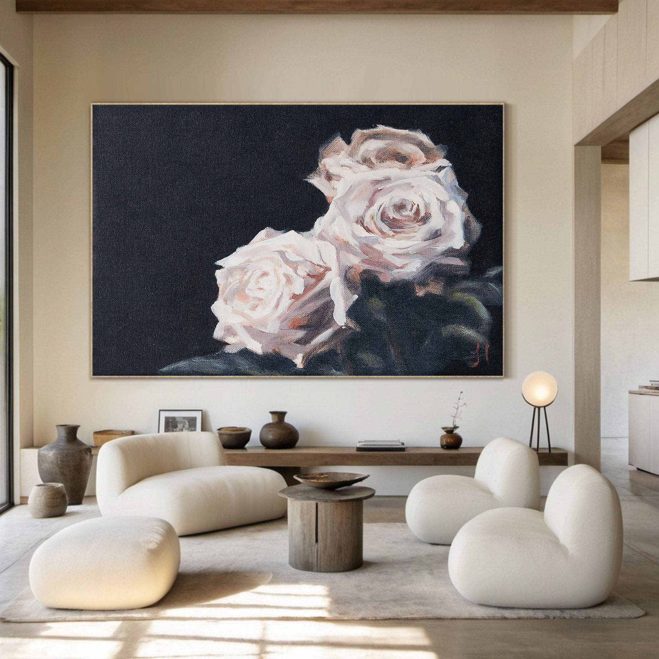 Rose Wall Art - Hand Painted Large Oil Painting #TC 141