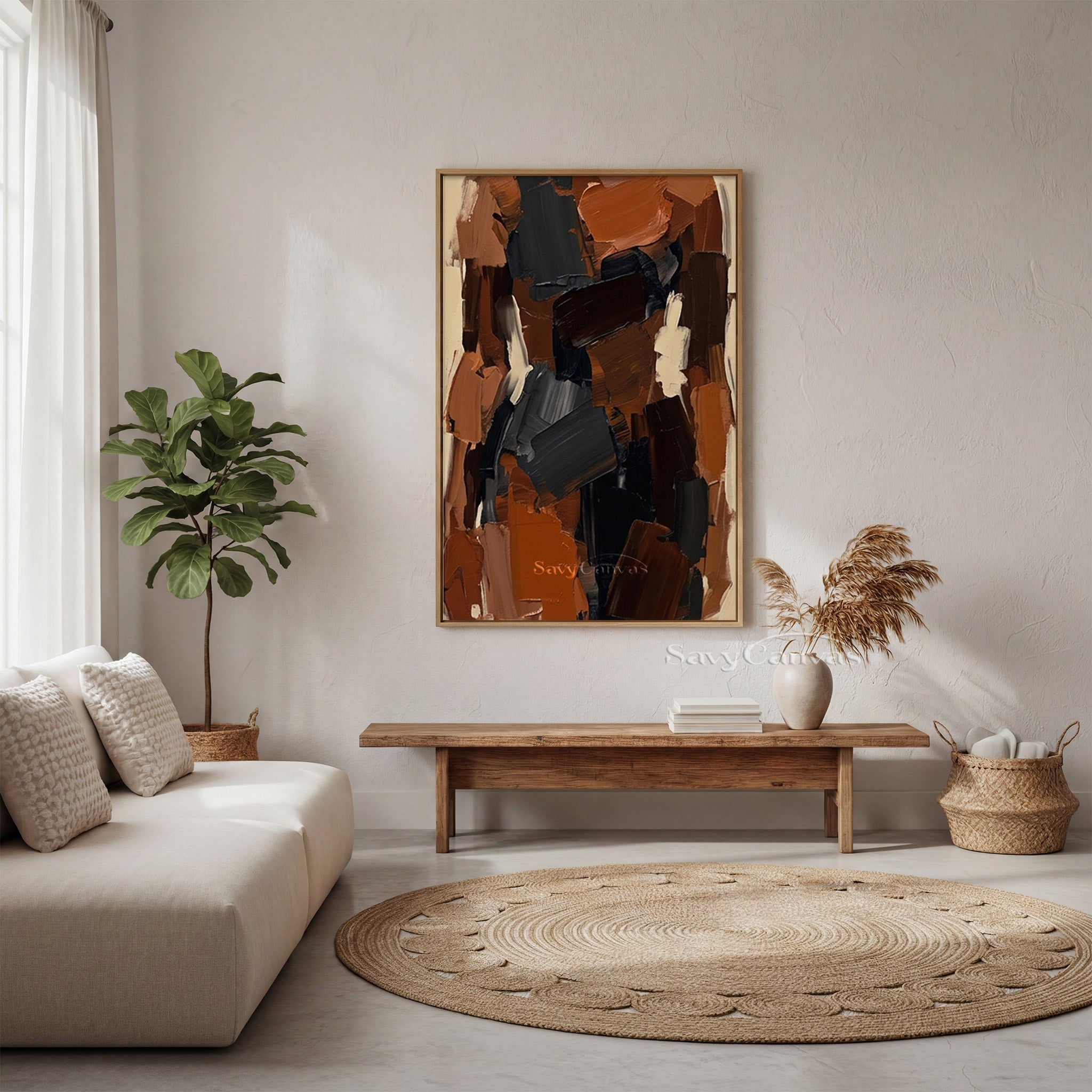 Hand-Painted Textured Abstract Wall Art | Earth Tone Oil Painting #SS 142