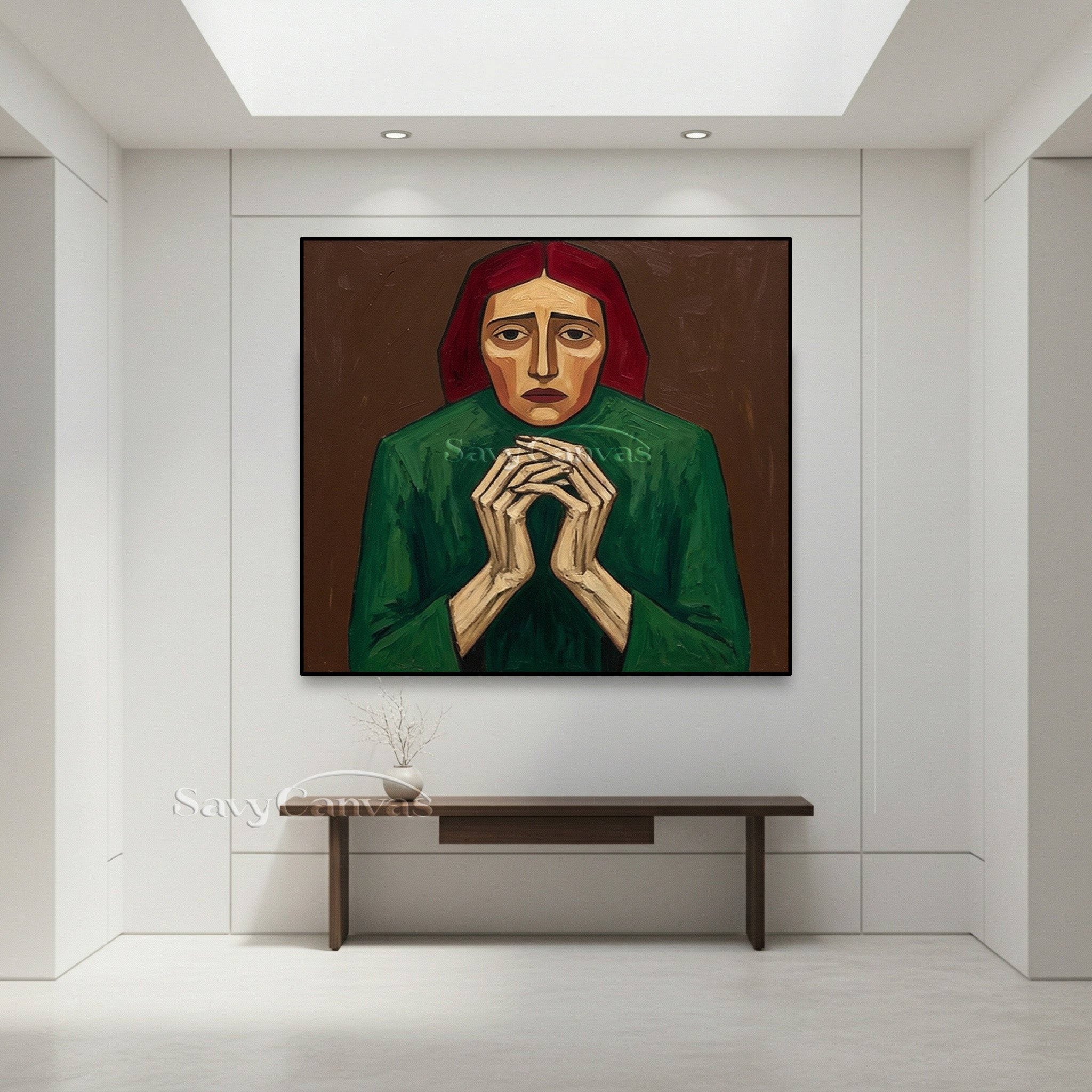 "The Silent Prayer" | Hand-Painted Portrait Wall Art Canvas #SS 108